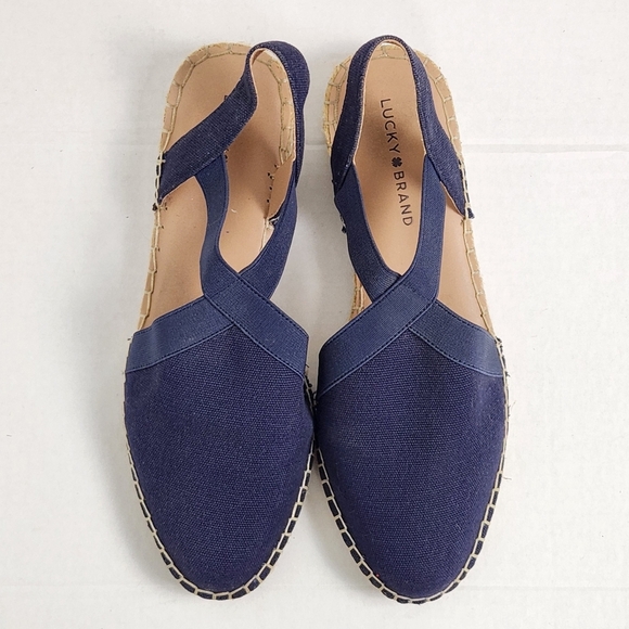Lucky Brand RIFKA Size 10M Navy Slingback Espadrille Flat Sandals - Picture 2 of 8